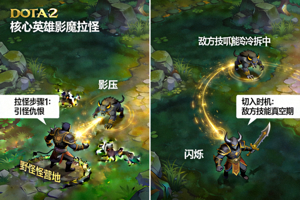 DOTA2核心英雄拉怪与切入时机拆解画面