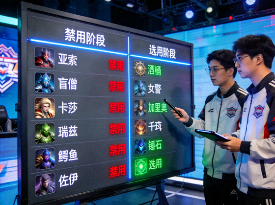 职业联赛禁选阶段战术板分析画面